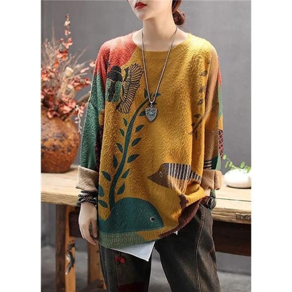 Oversized Pullover Sweaters Women Sweater Graphic Casual Loose Long Sleeve Knit